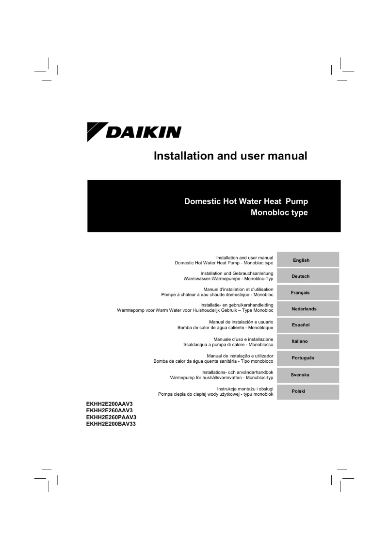 First page image of the manual for EKHH2E200AAV3