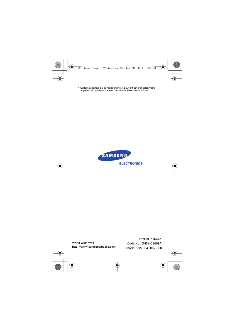 Page 1 of the manual User Manual Samsung SGH-E310