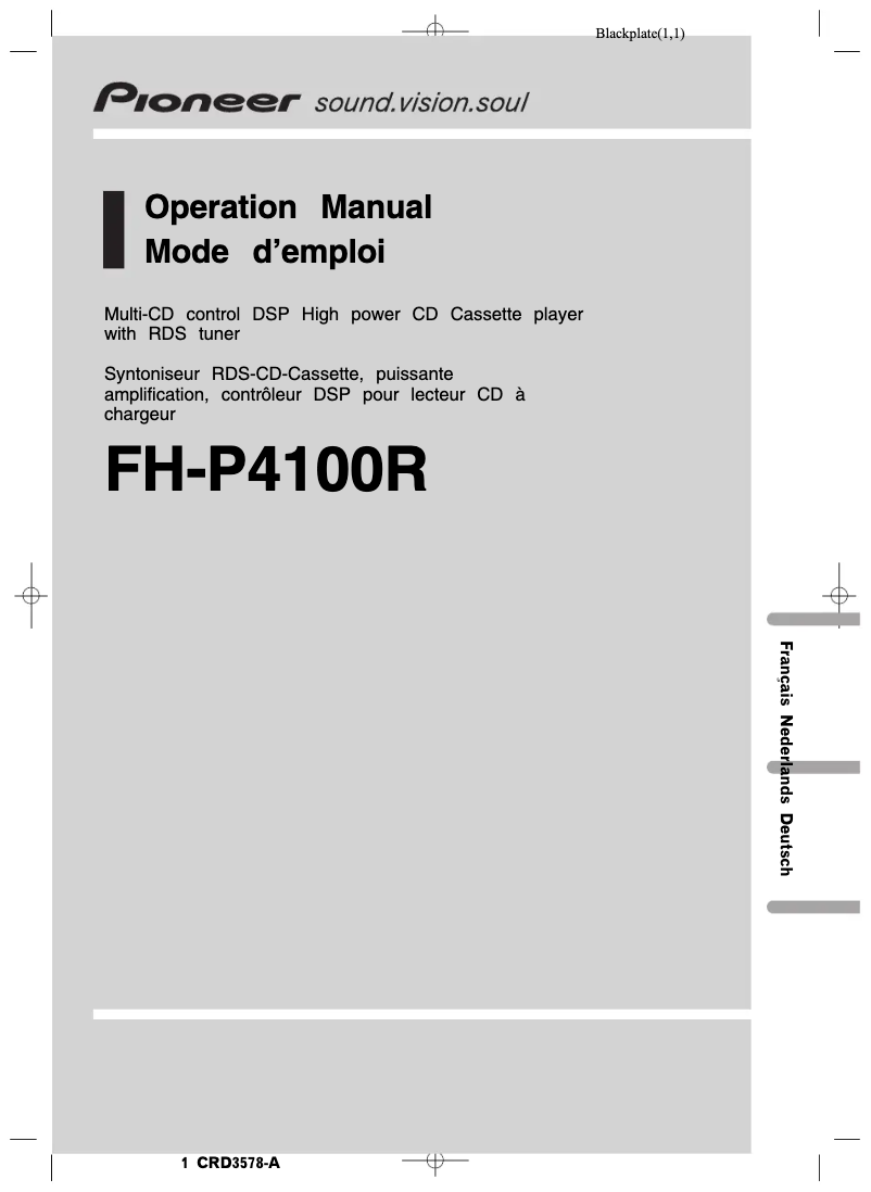 Page 1 of the manual User Manual Pioneer FH-P4100R