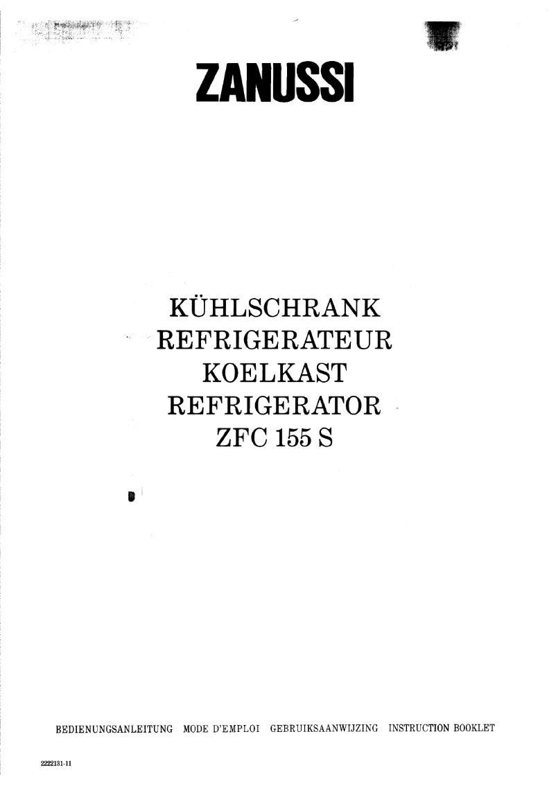 Page 1 of the manual User Manual Zanussi ZFC 155 S