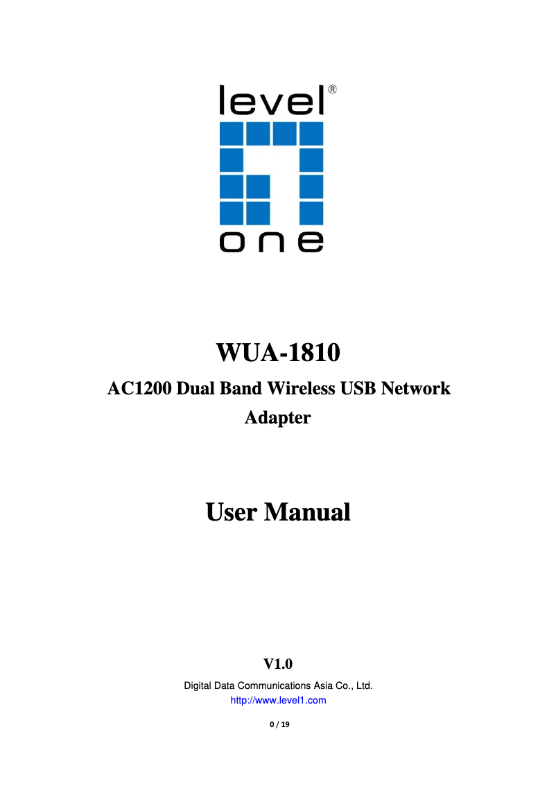 First page image of the manual for WUA-1810A