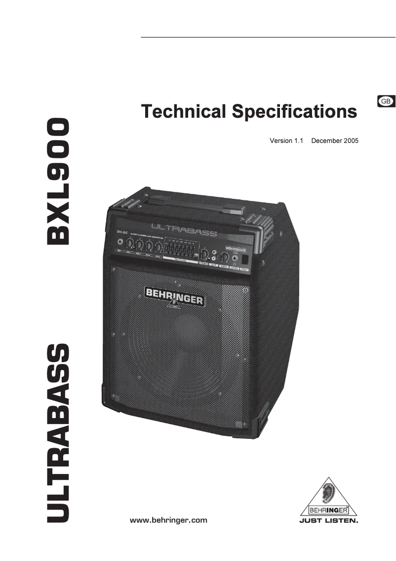 Page 1 of the manual User Manual Behringer BXL900