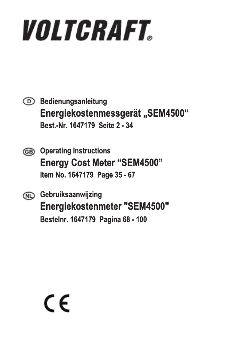 First page image of the manual for SEM4500