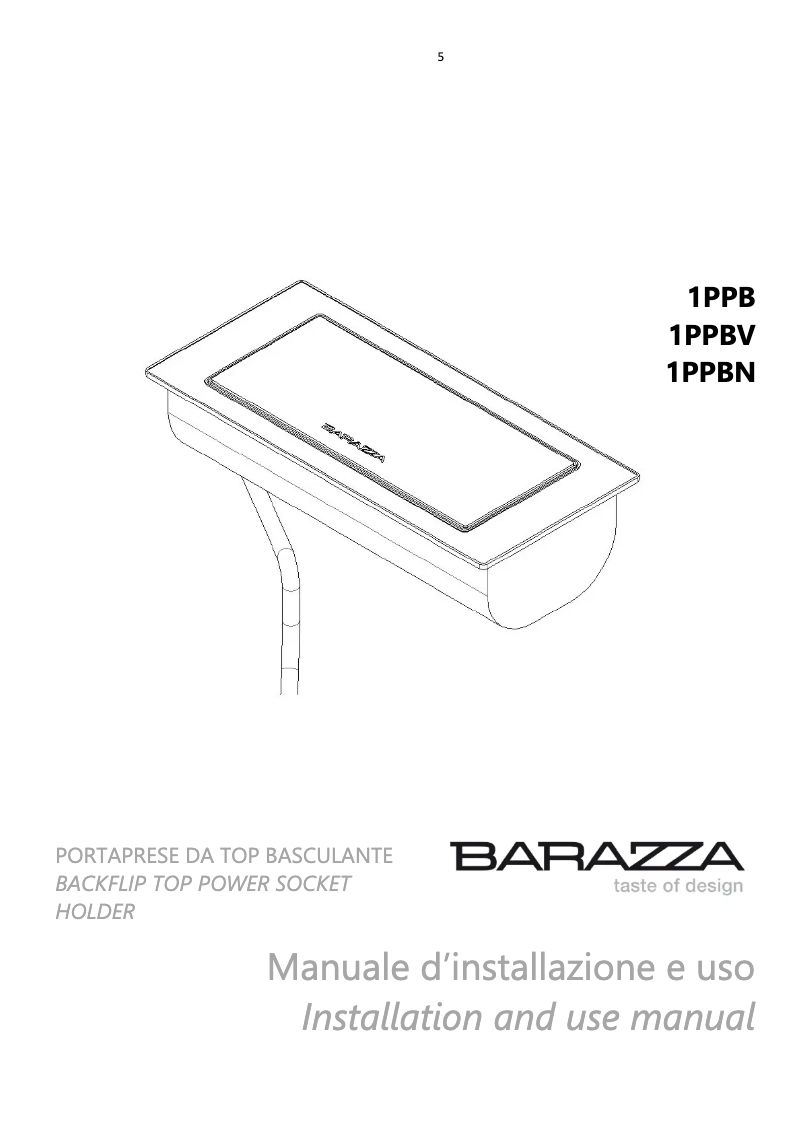 Page 1 of the manual User Manual Barazza 1PPBV