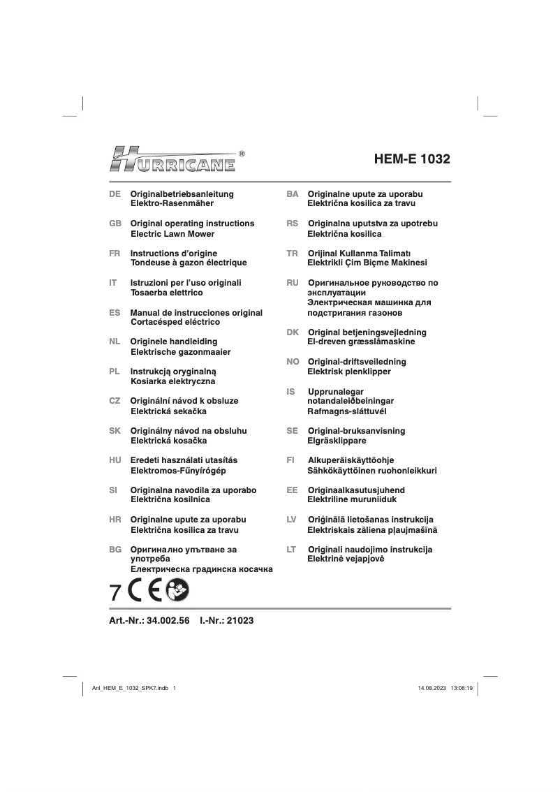Page 1 of the manual User Manual Hurricane HEM-E 1032