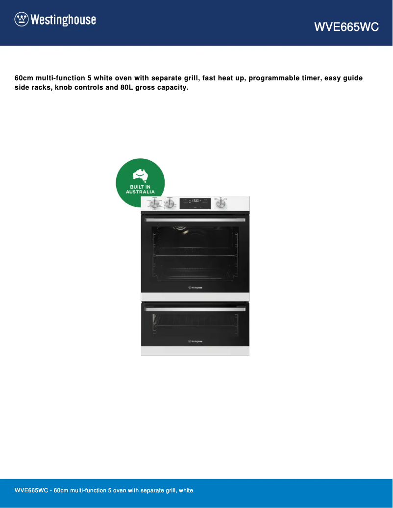 First page image of the manual for WVE665WC