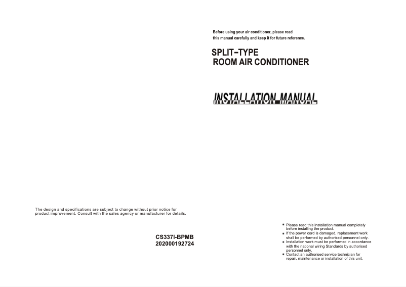 Page 1 de la notice Manuel utilisateur Midea MISSION SERIE