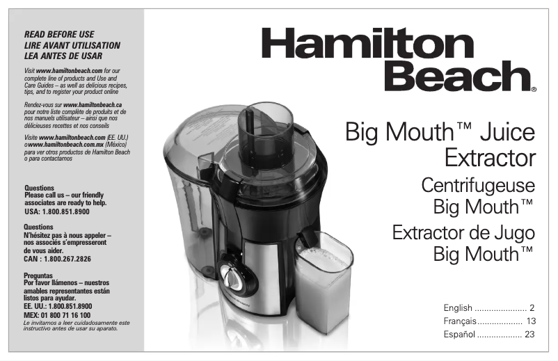 Page 1 of the manual User Manual Hamilton Beach Big Mouth 67608Z