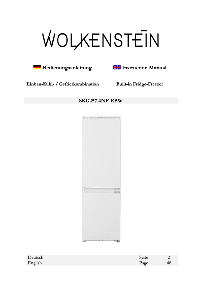 Page 1 of the manual User Manual Wolkenstein WKG257.4NF EB