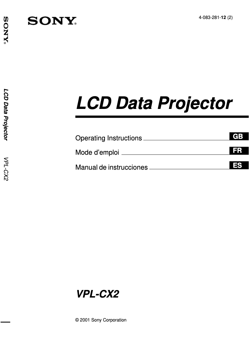 First page image of the manual for VPL-CX2