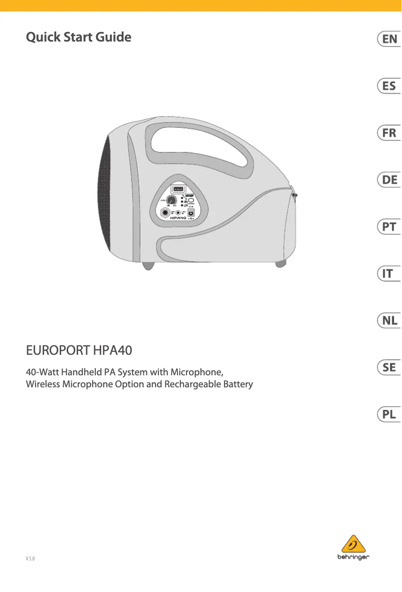 First page image of the manual for Europort HPA40