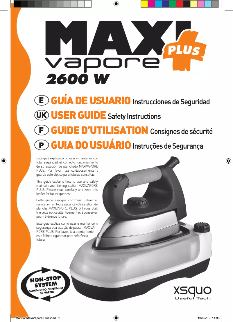 Page 1 of the manual User Manual Xsquo MaxiVapore-Plus
