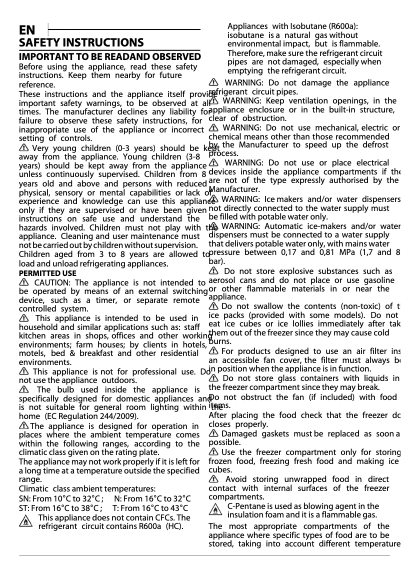 Page 1 of the manual Safety Instructions Privileg PFVN 266 W