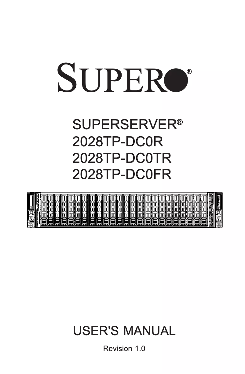 First page image of the manual for SuperServer 2028TP-DC0TR