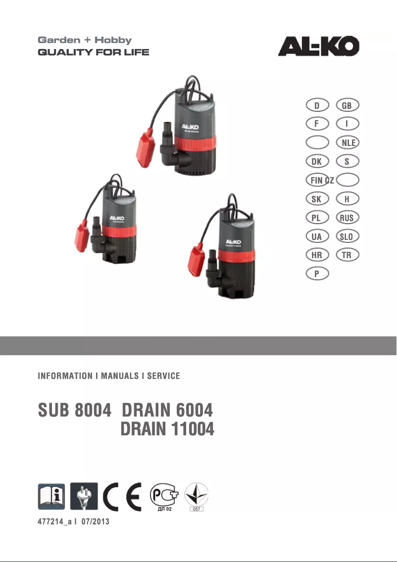 Page 1 de la notice Manuel utilisateur AL-KO Drain 11004