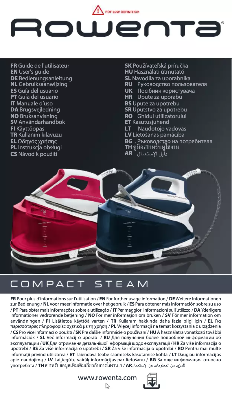 Page 1 de la notice Manuel utilisateur Rowenta Compact Steam DG7505F3