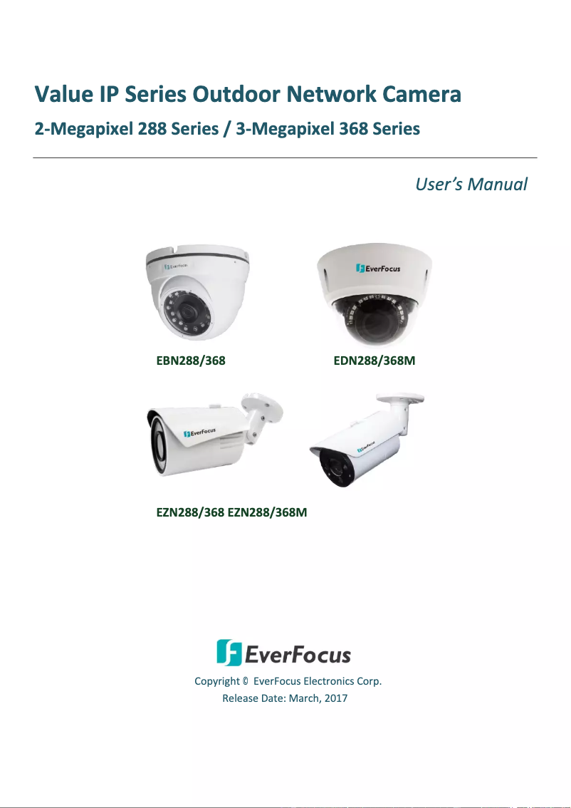 Page 1 of the manual User Manual EverFocus EDN368ME