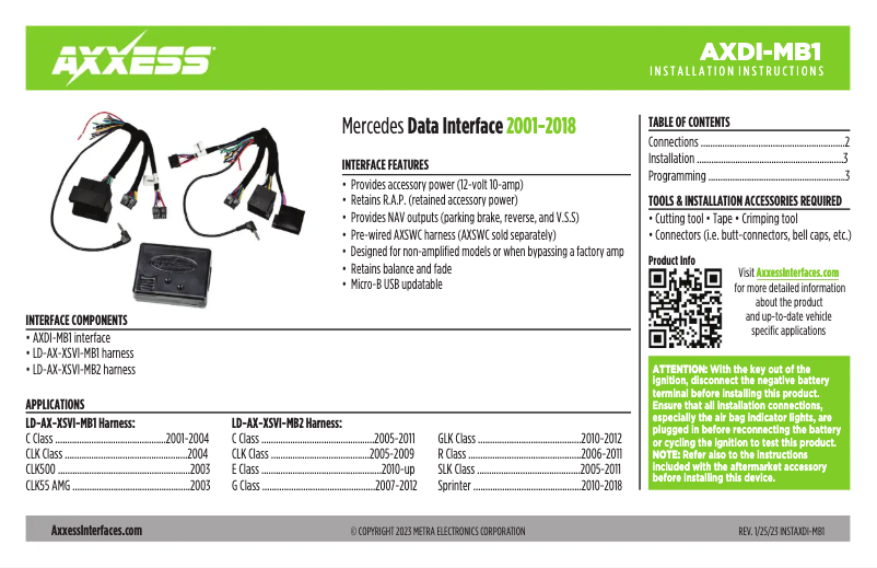 Page 1 of the manual User Manual AXESS AXDI-MB1