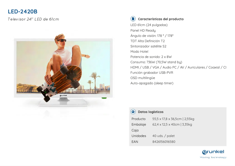 Page 1 of the manual User Manual Grunkel LED-2420B