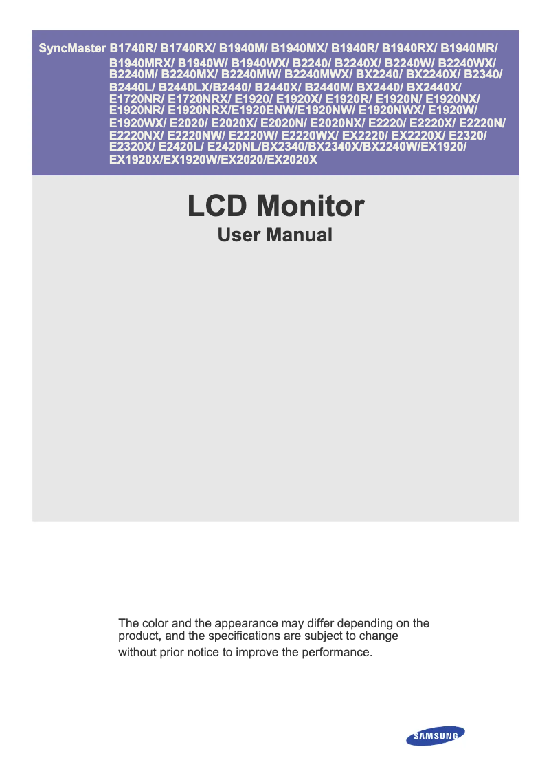 Page 1 of the manual User Manual Samsung SyncMaster B2240M
