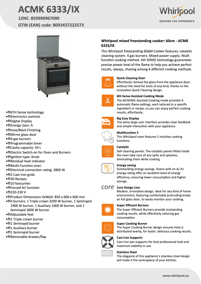 First page image of the manual for ACMK 6333/IX