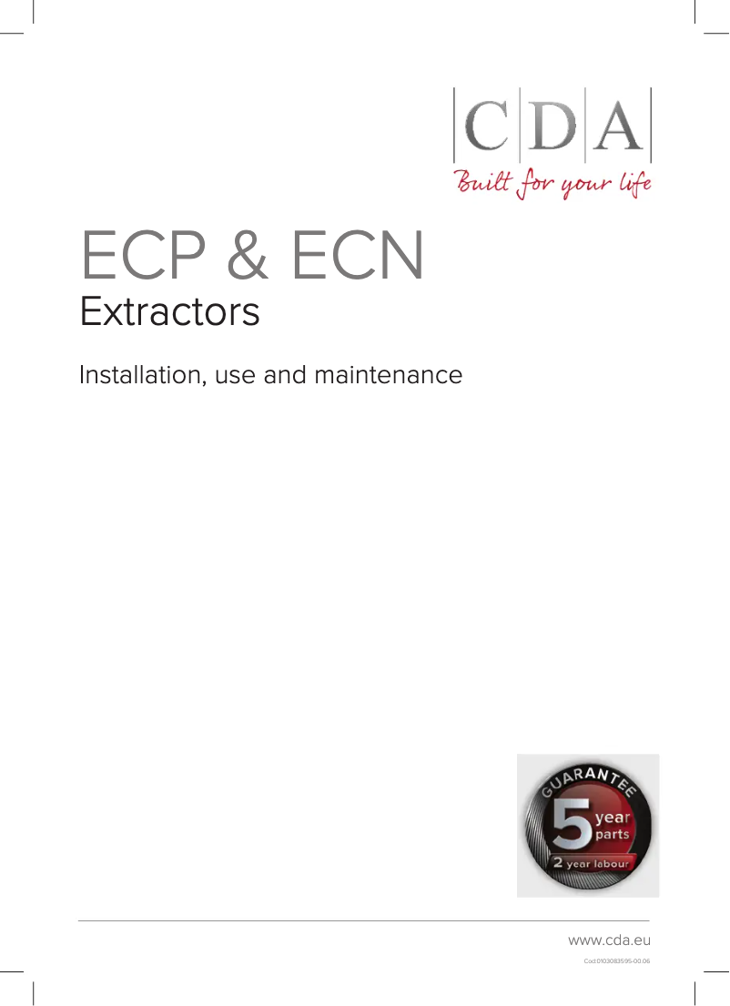 Page 1 of the manual User Manual CDA ECP62BL