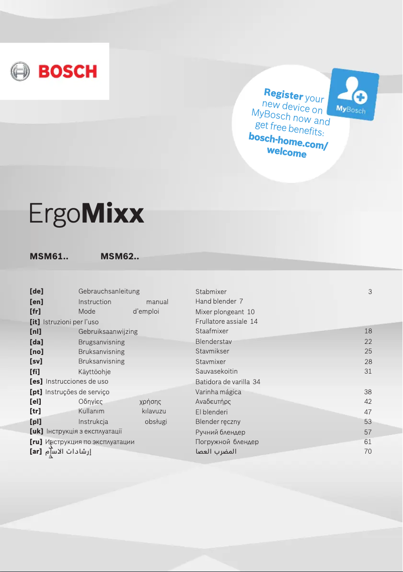 Page 1 of the manual User Manual Bosch MSM6150