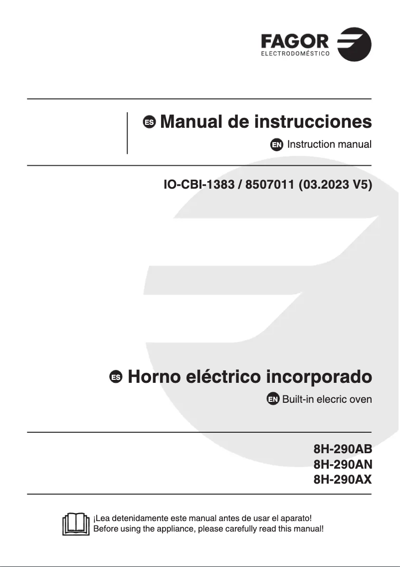 First page image of the manual for 8H-290AB