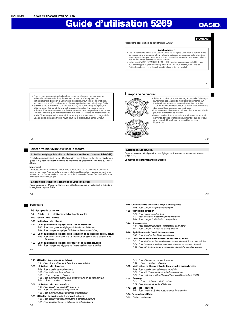 Page 1 of the manual User Manual Casio SGW-500HD-1BVER