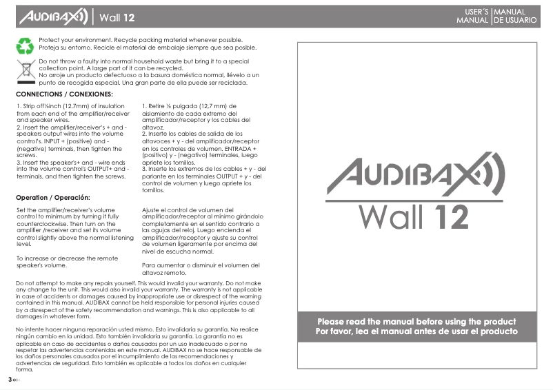 Page 1 of the manual User Manual Audibax Wall 12