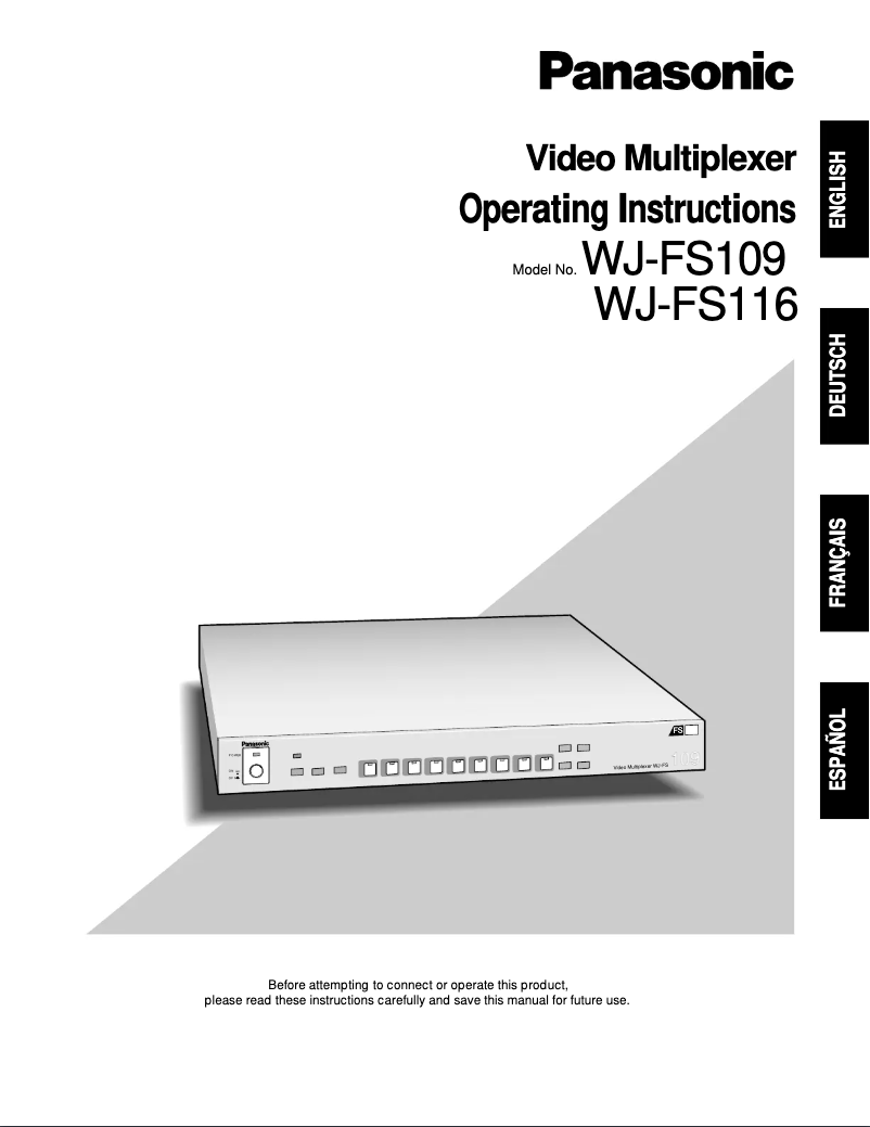 First page image of the manual for WJ-FS116