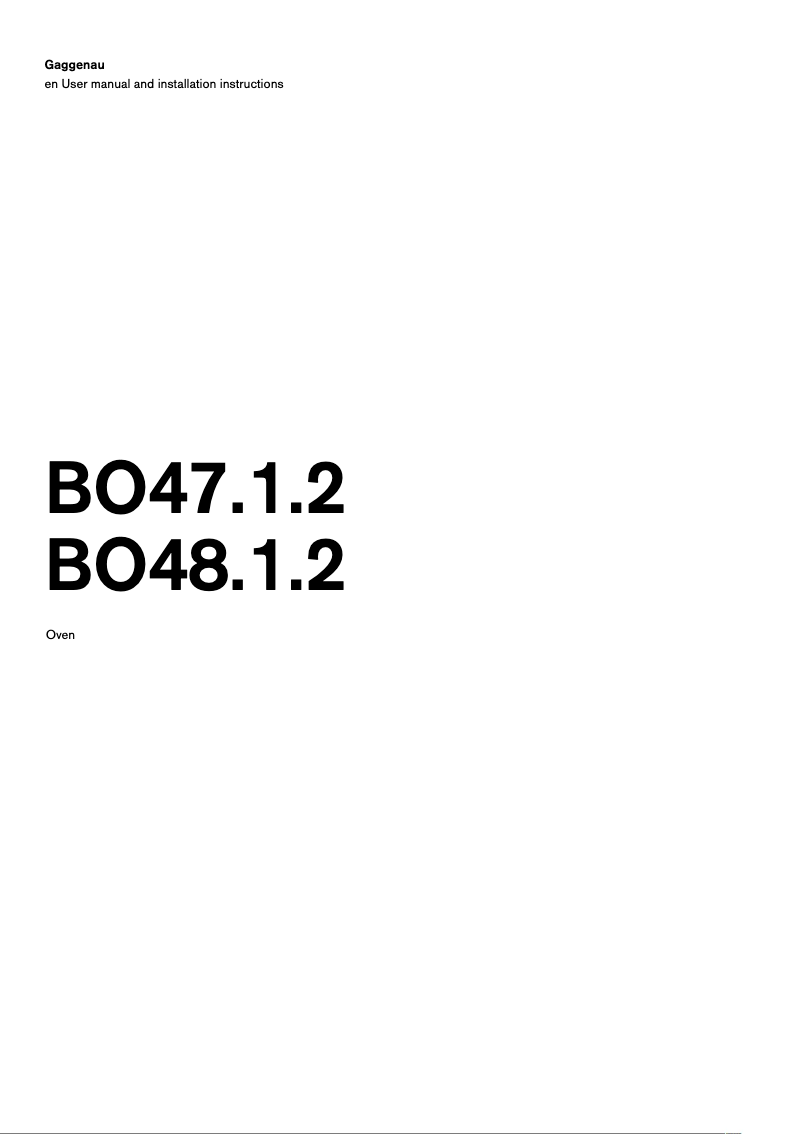 Page 1 of the manual Installation Guide Gaggenau BO471112