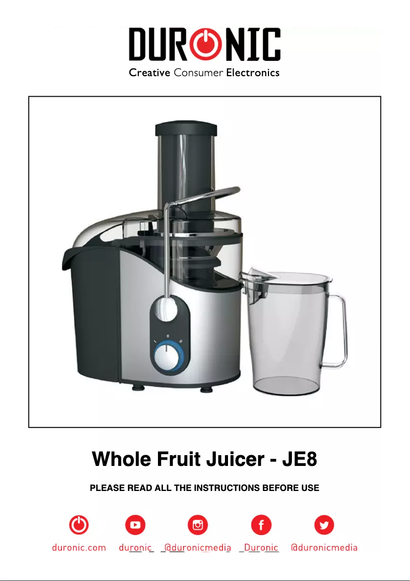 First page image of the manual for JE8