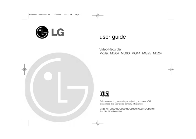 First page image of the manual for GD951NS