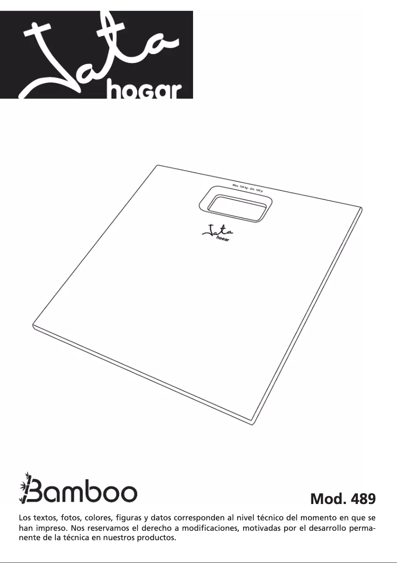 Page 1 de la notice Manuel utilisateur Jata Hogar 489