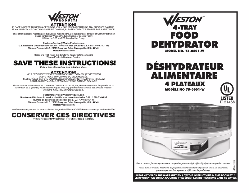 First page image of the manual for 75-0601-W