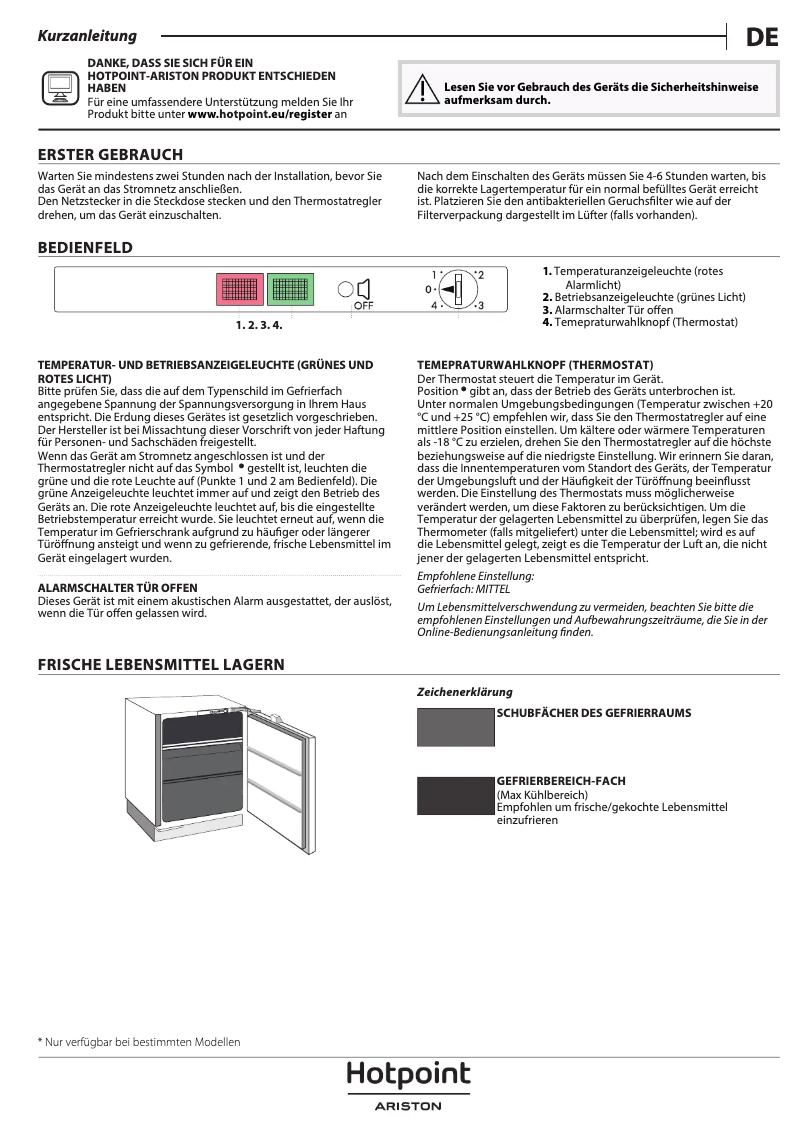 Page 1 of the manual User Manual Hotpoint HABUFZ011