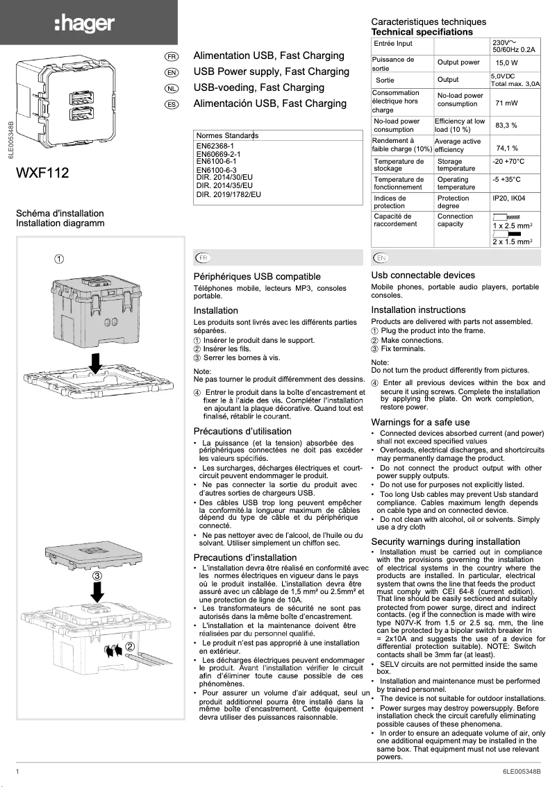 First page image of the manual for WXF112