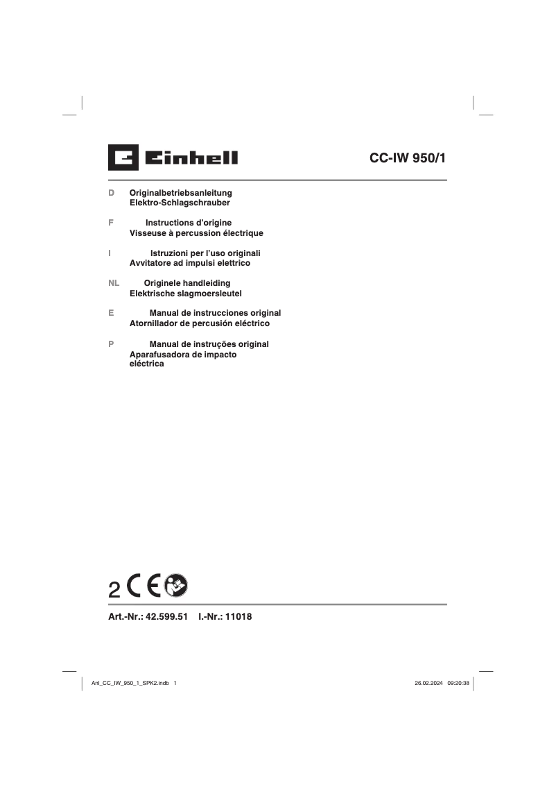 First page image of the manual for CC-IW 950/1
