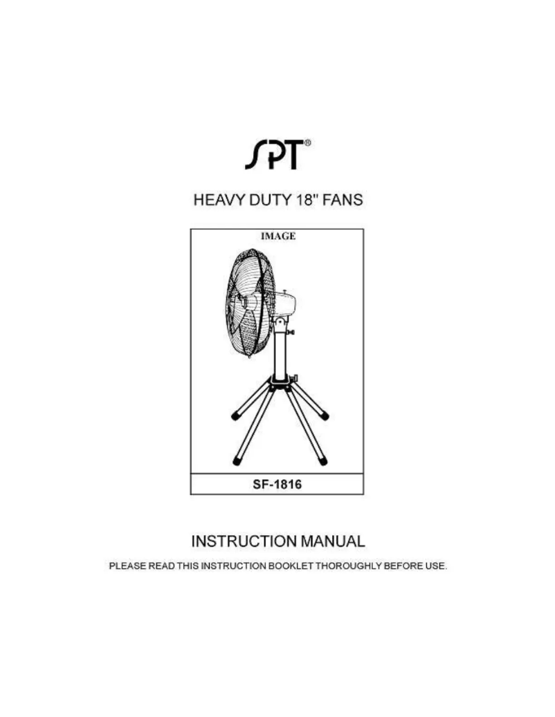 Page 1 of the manual User Manual SPT SF-1816