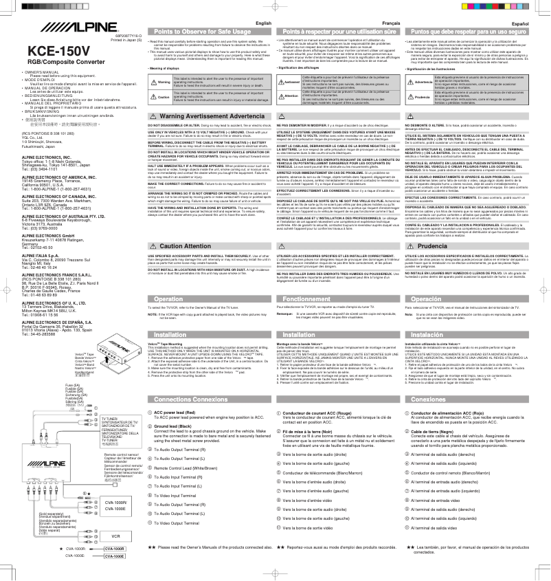 First page image of the manual for KCE-150V