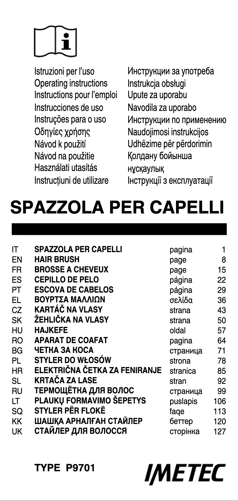 Page 1 of the manual User Manual Imetec 100 PB5
