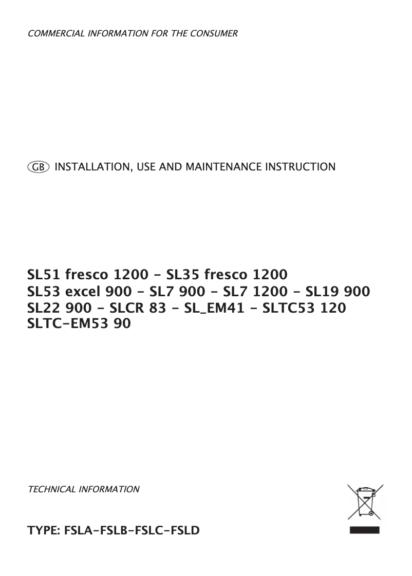 First page image of the manual for SL83 Fresco 1500