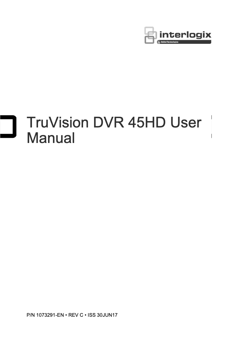First page image of the manual for TruVision TVR-4516HD