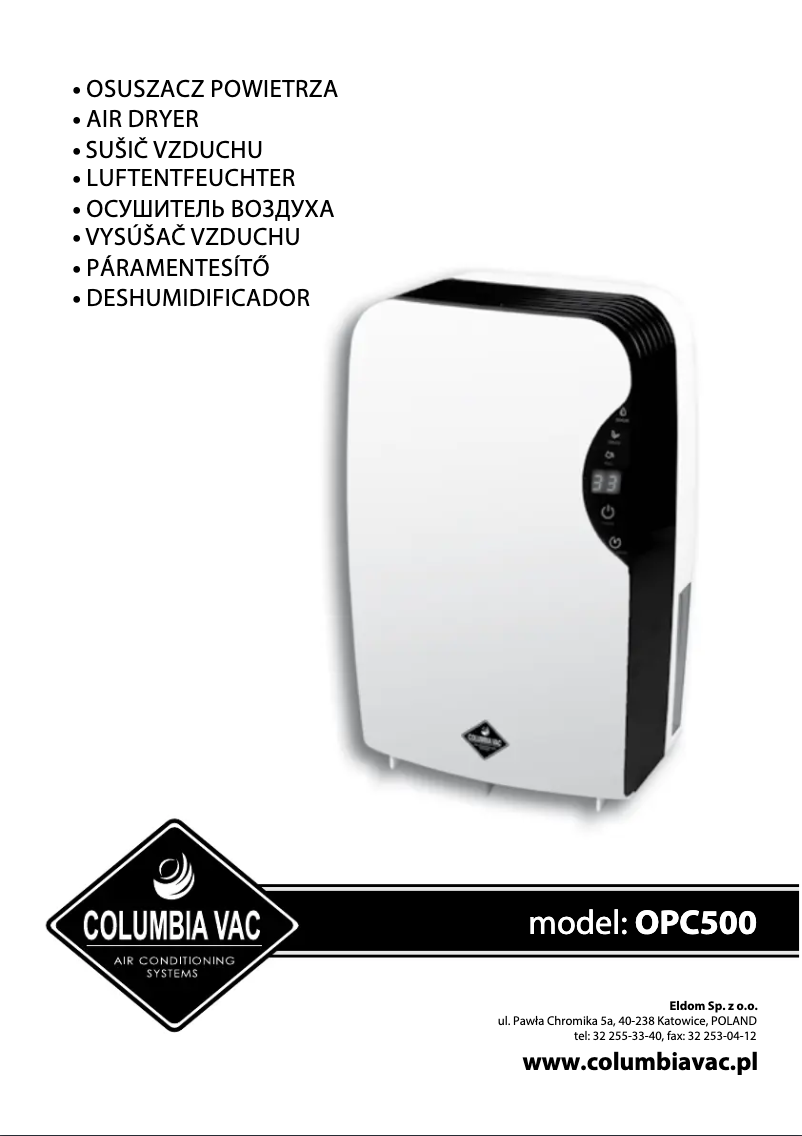 Page 1 of the manual User Manual Eldom ColumbiaVac OPC500