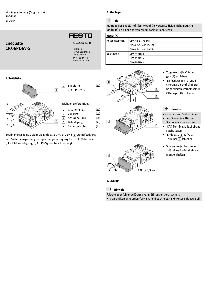 Page 1 of the manual User Manual Festo CPX-EPL-EV-S