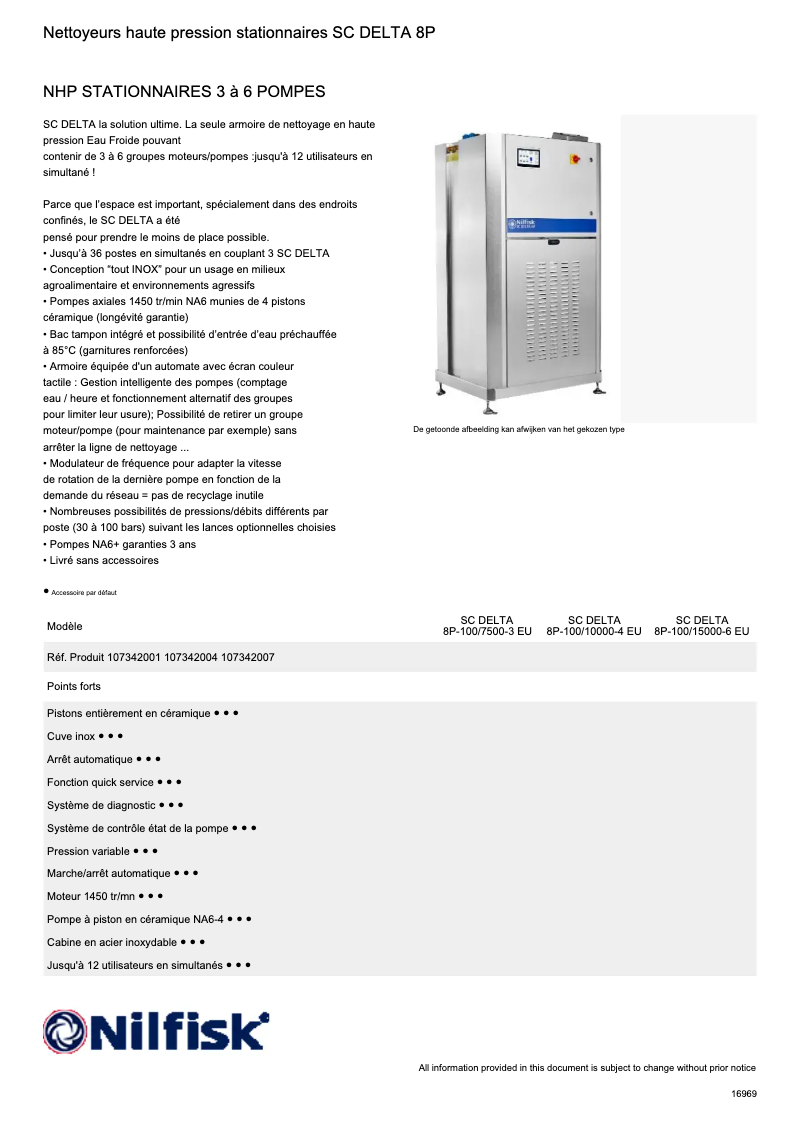 Page 1 of the manual Technical Sheet Nilfisk SC DELTA 8P