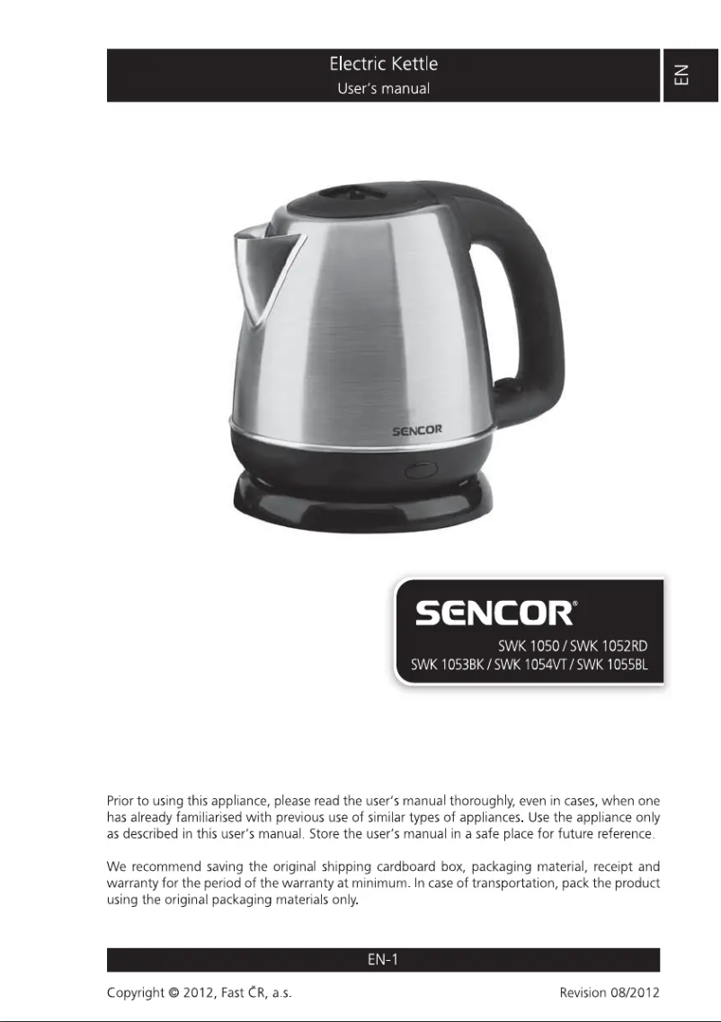 Page 1 of the manual User Manual Sencor SWK 1053BK