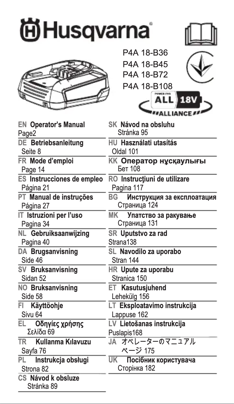 Page 1 of the manual User Manual Husqvarna Aspire P4A 18-B36