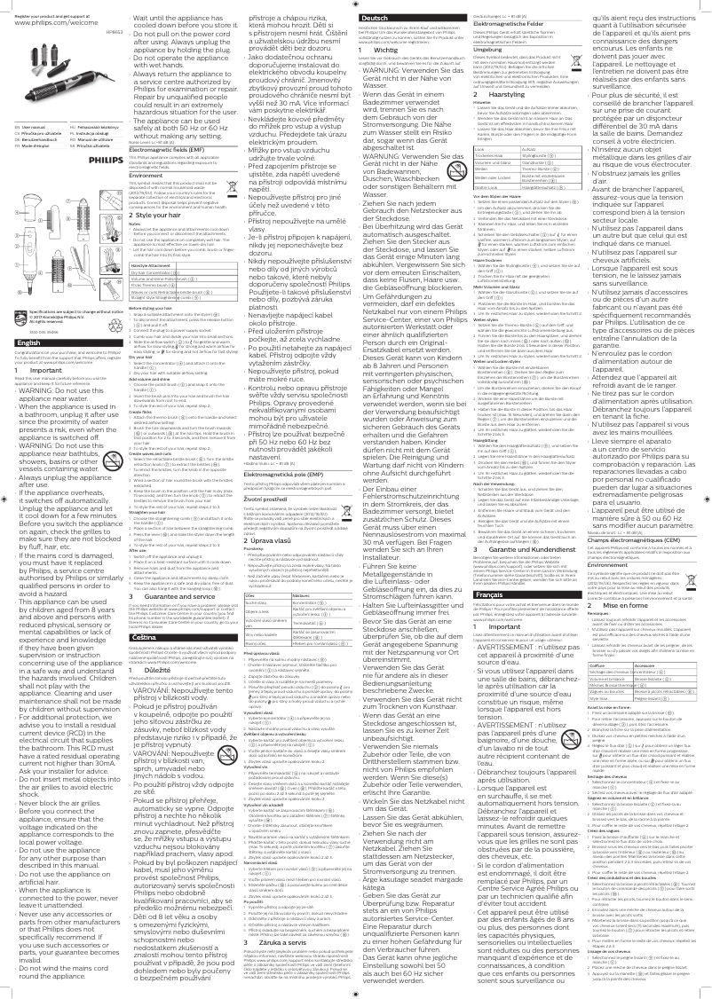 Page 1 of the manual User Manual Philips Airstyler HP8653